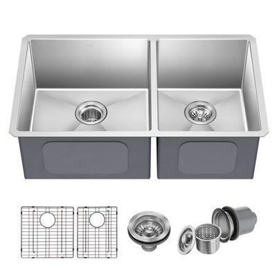 KRAUS Standart Pro Undermount 60/40 Double Bowl Stainless Steel Sink