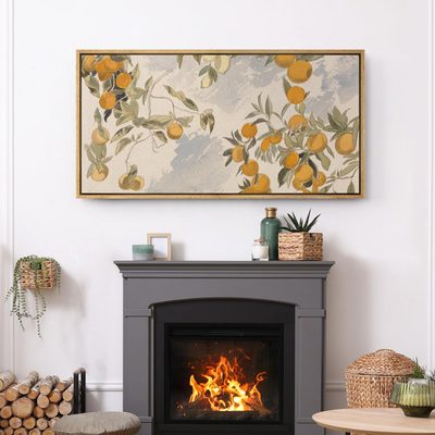 Kitchen Food Vintage Citrus Botanical Rustic Orange Framed