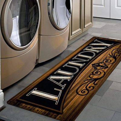 Farmhouse Laundry Room Runner Rug, Washable and Non-Slip