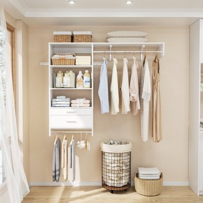 Wall Cabinet with Drawers and Hanging Rods