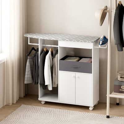 Freestanding Ironing Board Cabinet with Storage