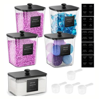 Clear Laundry Pods Containers, 5-Pack