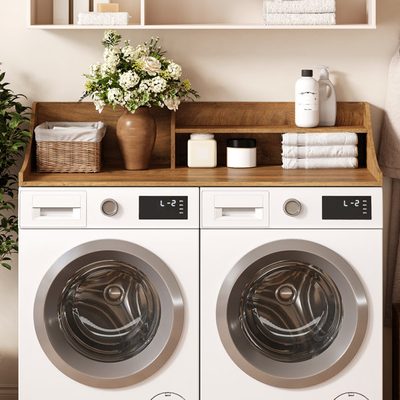 2-Layer Washer Dryer Countertop with Storage Shelf