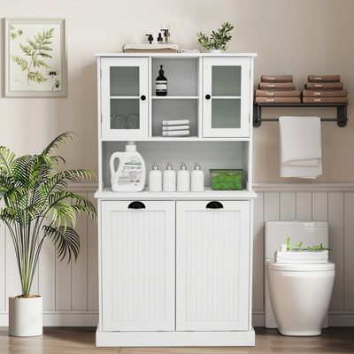 Consetta 59.6" Tall Tilt-Out Laundry Storage Cabinet with 2 Shelves