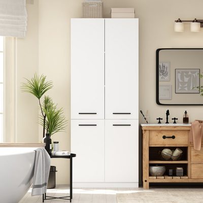 White Laundry Cabinet with Strong Storage