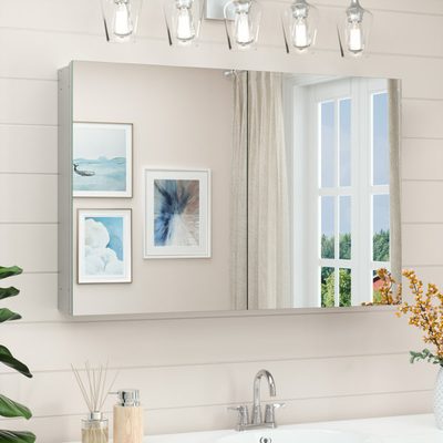 Husai Aluminum Frameless Medicine Cabinet with Mirrored Door