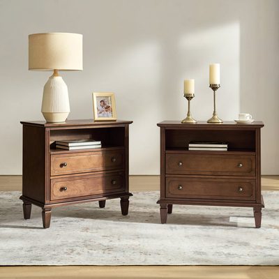 Amberlyn 28.2" Traditional 2-Drawer Nightstand with Charging Station