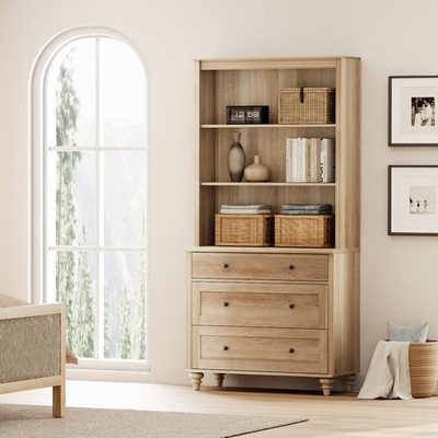 Scarlett 72" Bookcase with 3 Drawers