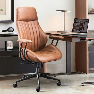 Albaugh Ergonomic Mid-Century Faux Leather Office Chair