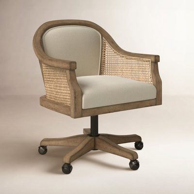 Ackeron Farmhouse Rattan Upholstered Office Task Chair