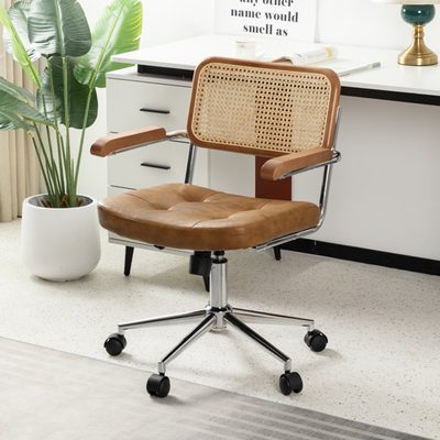 Carli Rattan Leather Office Chair