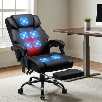 Faux Leather Heated Massage Executive Office Chair