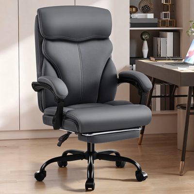 Ergonomic Executive Chair with Footrest and Flip-Up Arms