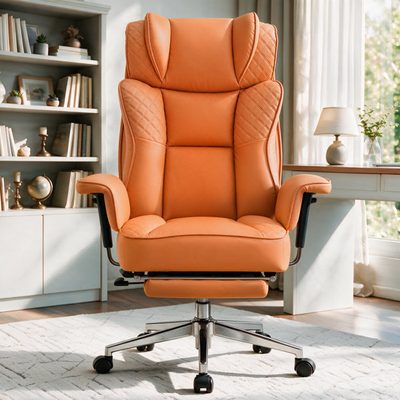 Ergonomic Executive PU Leather Office Chair with Footrest