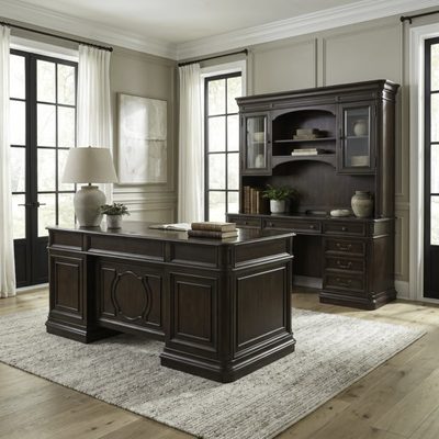 Mattern Executive Desk Office Set with Credenza and Hutch