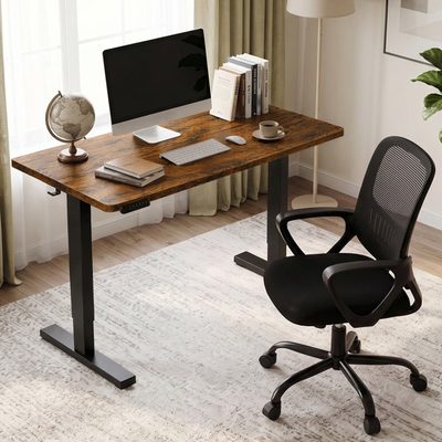 Ovidia Standing Height-Adjustable Desk Office Set with Office Chair