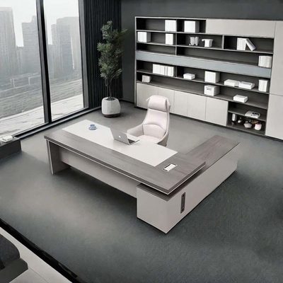 Ishee Modern Luxury Executive Desk with Side Locking Cabinet