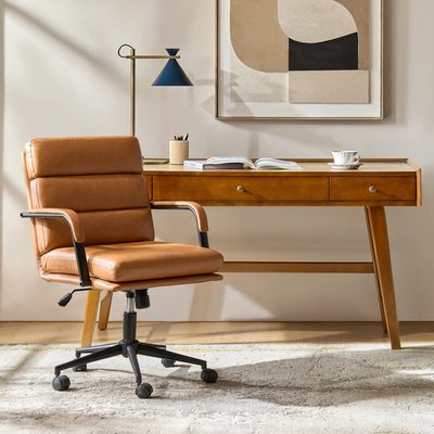 Anagrace Modern 2-Piece Desk and Leather Office Chair Set