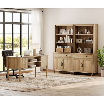 2-Piece Office Set, 56 Inch Executive Desk and Bookcases