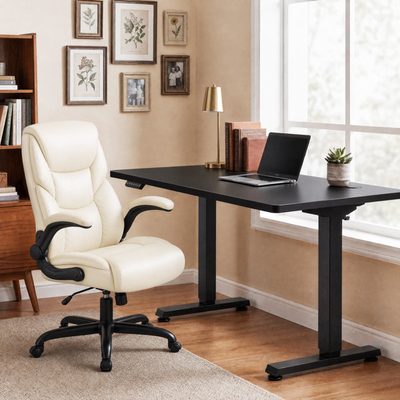 Standing Height-Adjustable Desk Office Set with Executive Chair