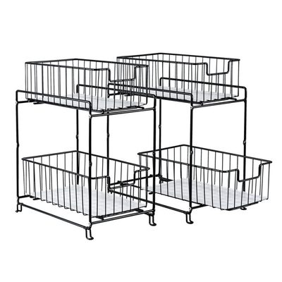 Stackable 2-Tier Under Sink Sliding Drawer Organizer, Pack of 2