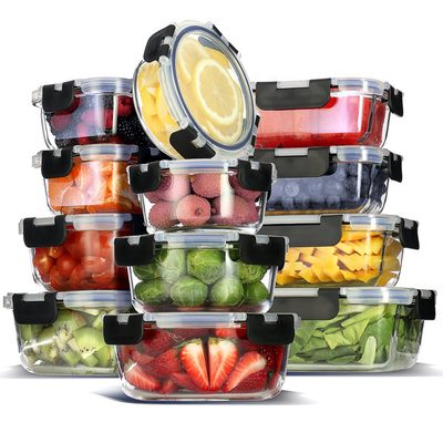 24-Piece Glass Food Storage Containers with Airtight Lids