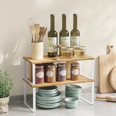 2-Pack Stackable Expandable Cabinet Shelf Organizers