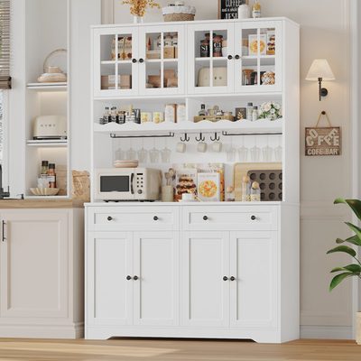 75.4" Farmhouse Baker's Rack with Charging Station