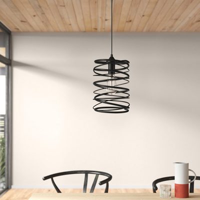Axten 1-Light Dimmable Matte Black Geometric Pendant