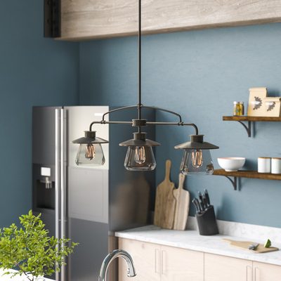Mingua 3-Light Kitchen Island Linear Pendant