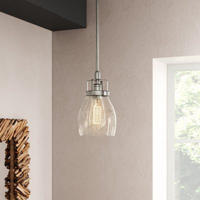 Shameka Steel and Glass 1-Light Bell Pendant