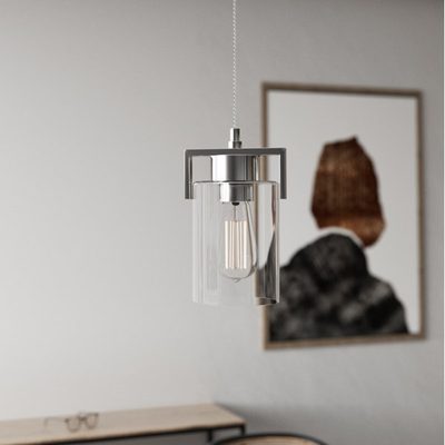 Hicklin 1-Light Dimmable Cylinder Pendant with Clear Glass Shade