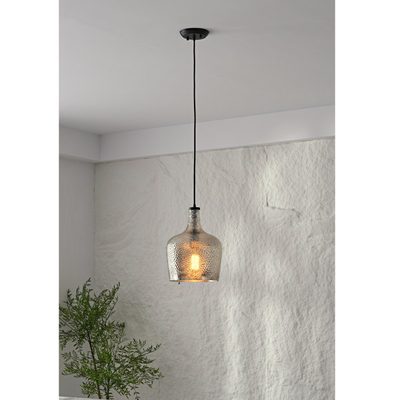 Kettner 9.5" 1-Light Dimmable Pendant with Hammered Glass