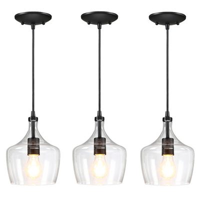 Laba 6.89" 3-Light Glass Teardrop Pendant