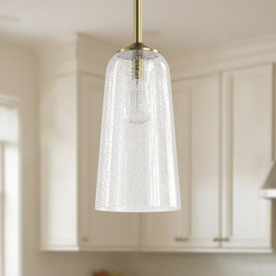 6.1" 1-Light Dimmable Bell Pendant with Glass Shade