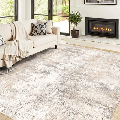 Elroy Modern Abstract Machine Washable Area Rug with Non-Slip Backing