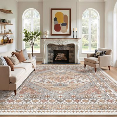 Malaika Machine-Washable Non-Slip Medallion Area Rug