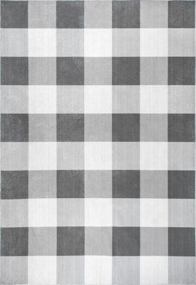 Alanna Buffalo Plaid Washable Rug – Grey