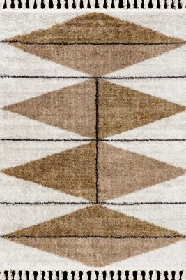 Alexia Diamond Tasseled Rug – Light Brown