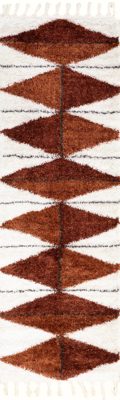 Alexia Diamond Tasseled Rug – Rust