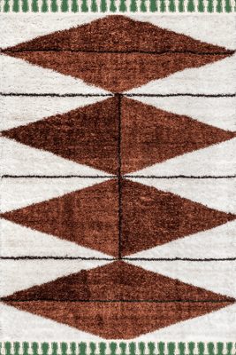 Alexia Diamond Tasseled Rug – Rust