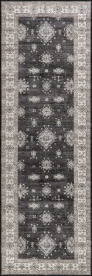 Andrea Bordered Spill Proof Washable Rug – Charcoal