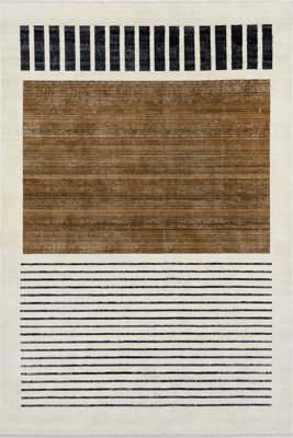 Anette Block Striped Rug – Beige