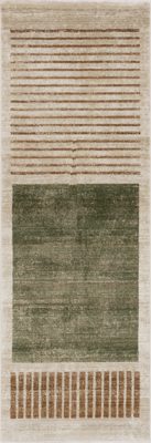 Anette Block Striped Rug – Green