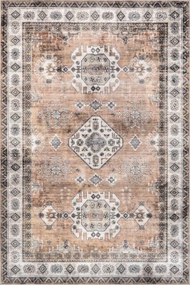 Antoinette Spill Proof Washable Rug – Light Orange