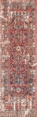 Archer Distressed Medallion Rug – Rust