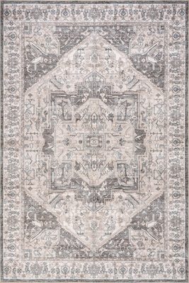 Atrium Medallion Spill Proof Washable Rug – Brown