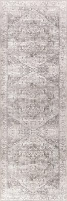 Atrium Medallion Spill Proof Washable Rug – Grey