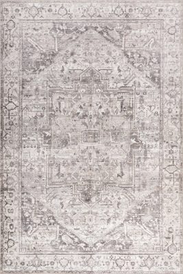 Atrium Medallion Spill Proof Washable Rug – Grey