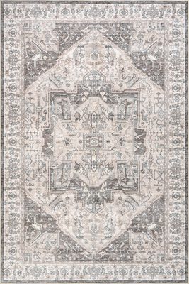 Atrium Medallion Washable Rug – Brown